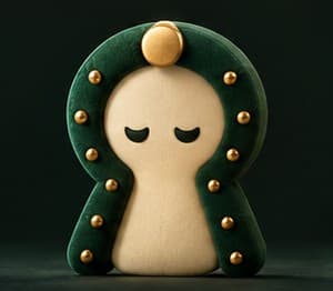 The keyhole figure with lowered, sleepy eyes.