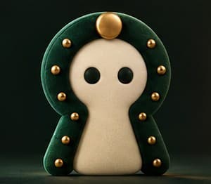 The keyhole figure with open eyes and its studs unlit.